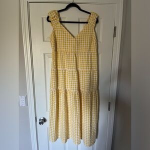 Old Navy Yellow Gingham Midi Dress